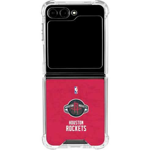 NBA Houston Rockets Distressed Galaxy Z Flip6 Clear Case